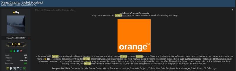 Orange Data Breach: Over 600K Customer Records Exposed
